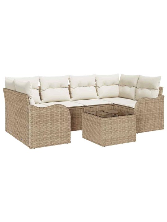 Dārza dīvānu komplekts ar spilvenu 7 pcs bēša 55 x 55 x 37 cm