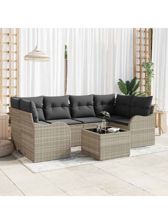Dārza dīvānu komplekts 7 pcs gaiši pelēka 55 x 55 x 37 cm