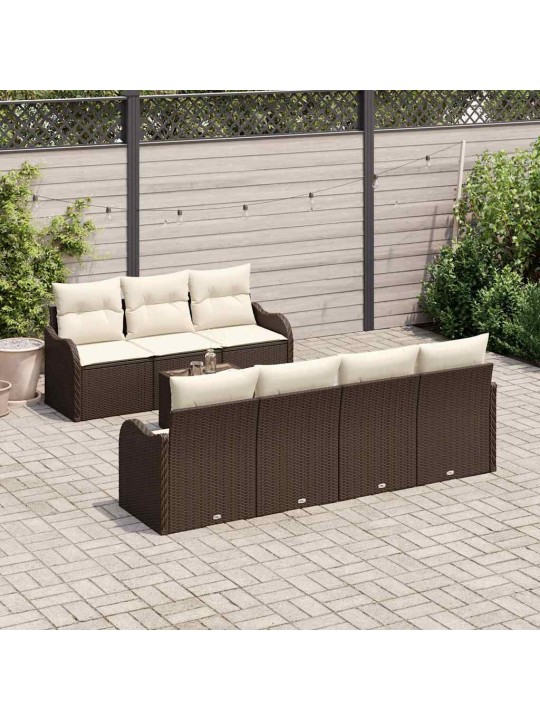 Dārza dīvānu komplekts ar spilvenu 8 pcs brūna 55 x 55 x 37 cm