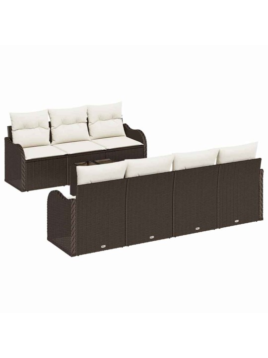 Dārza dīvānu komplekts ar spilvenu 8 pcs brūna 55 x 55 x 37 cm