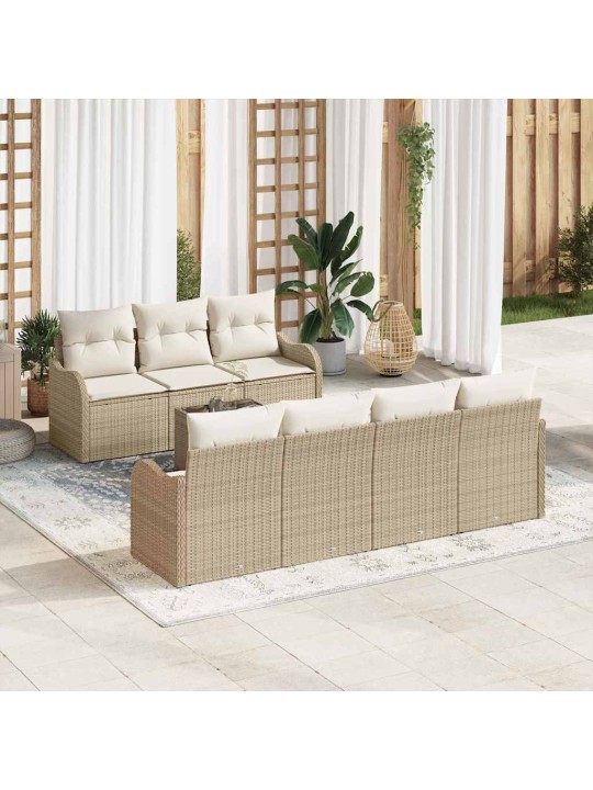Dārza dīvānu komplekts ar spilvenu 8 pcs bēša 55 x 55 x 37 cm