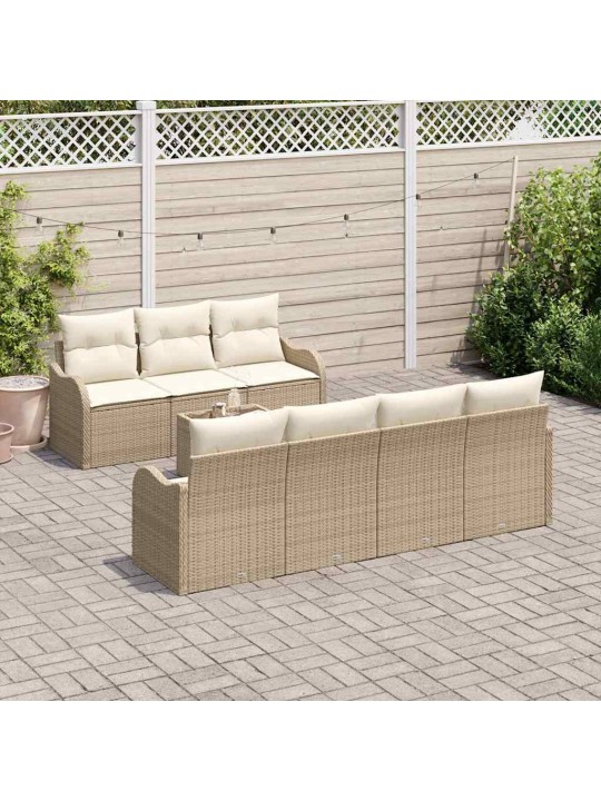 Dārza dīvānu komplekts ar spilvenu 8 pcs bēša 55 x 55 x 37 cm