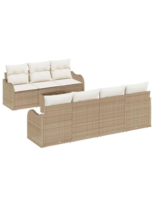 Dārza dīvānu komplekts ar spilvenu 8 pcs bēša 55 x 55 x 37 cm