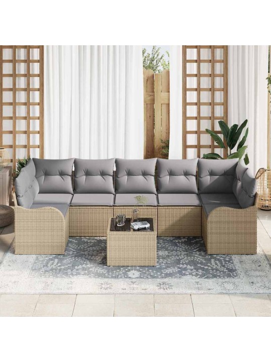 Dārza dīvānu komplekts ar spilvenu 8 pcs bēša 55 x 55 x 37 cm