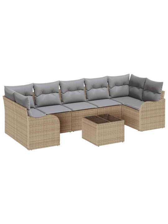 Dārza dīvānu komplekts ar spilvenu 8 pcs bēša 55 x 55 x 37 cm