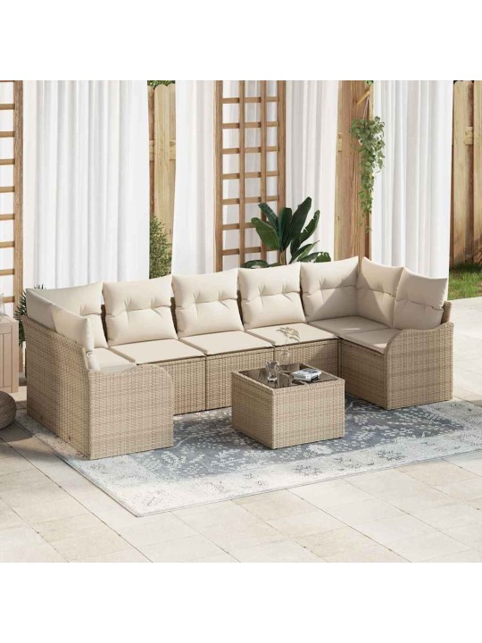 Dārza dīvānu komplekts ar spilvenu 8 pcs bēša 55 x 55 x 37 cm