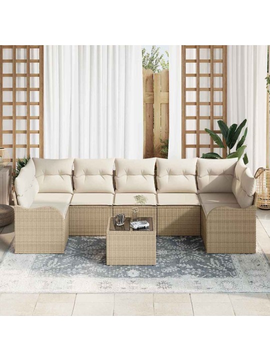 Dārza dīvānu komplekts ar spilvenu 8 pcs bēša 55 x 55 x 37 cm