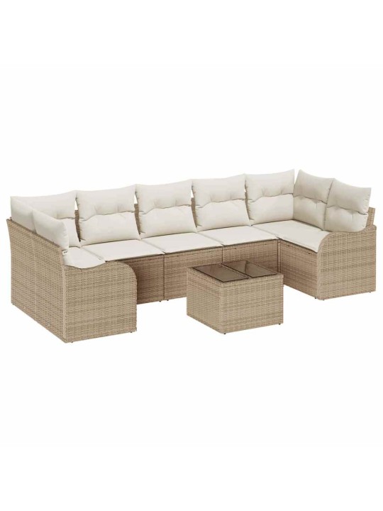 Dārza dīvānu komplekts ar spilvenu 8 pcs bēša 55 x 55 x 37 cm