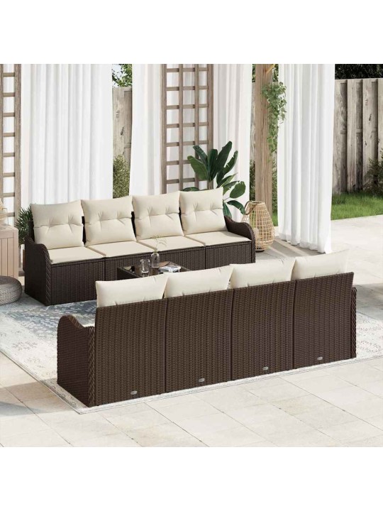 Dārza dīvānu komplekts ar spilvenu 9 pcs brūna 55 x 55 x 37 cm