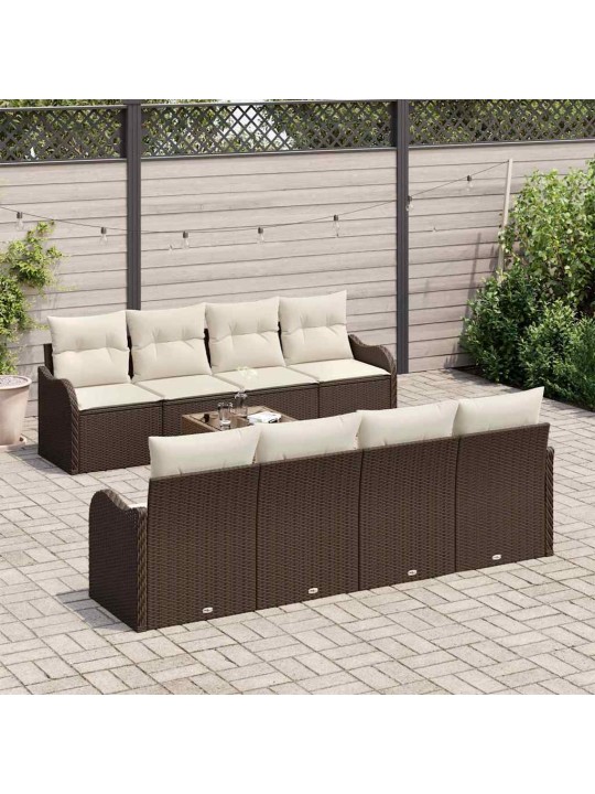 Dārza dīvānu komplekts ar spilvenu 9 pcs brūna 55 x 55 x 37 cm