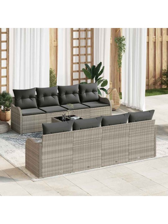 Dārza dīvānu komplekts 9 pcs gaiši pelēka 55 x 55 x 37 cm