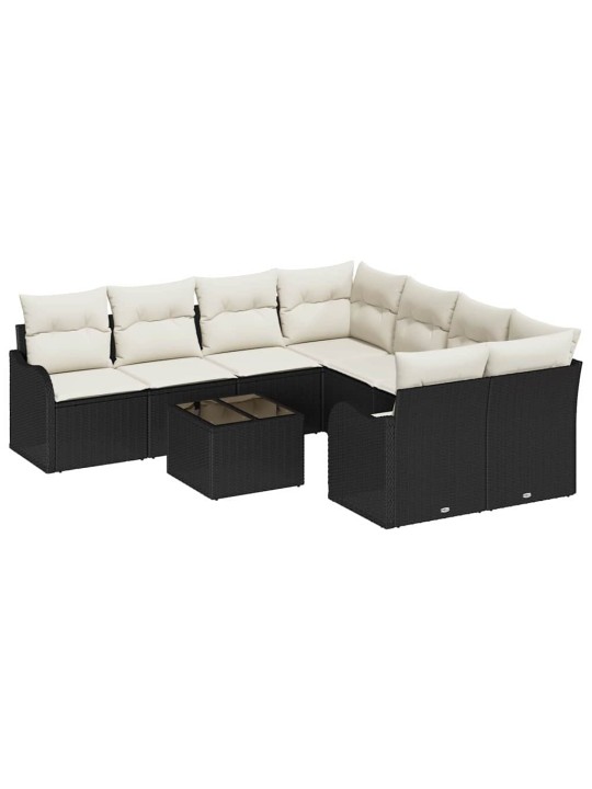 Dārza dīvānu komplekts ar spilvenu 9 pcs melna 55 x 55 x 37 cm