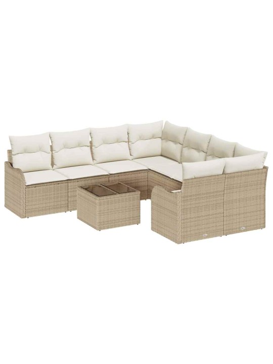 Dārza dīvānu komplekts ar spilvenu 9 pcs bēša 55 x 55 x 37 cm