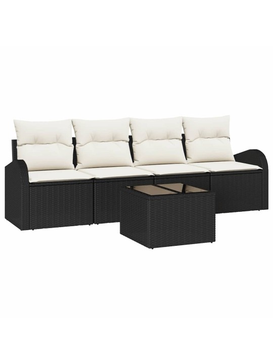 Dārza dīvānu komplekts ar spilvenu 5 pcs melna 55 x 55 x 37 cm