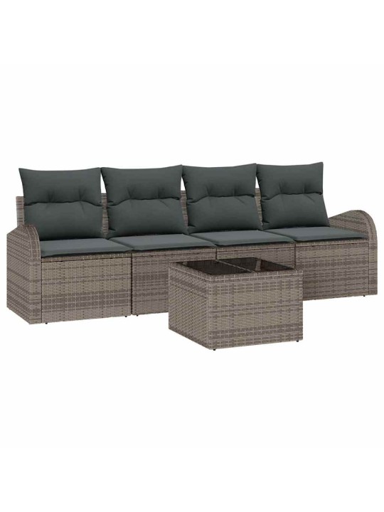Dārza dīvānu komplekts ar spilvenu 5 pcs pelēka 55 x 55 x 37 cm