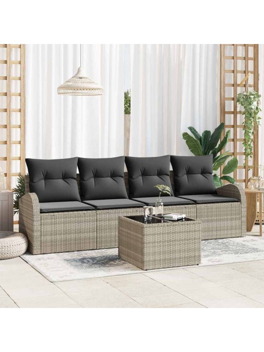 Dārza dīvānu komplekts 5 pcs gaiši pelēka 55 x 55 x 37 cm