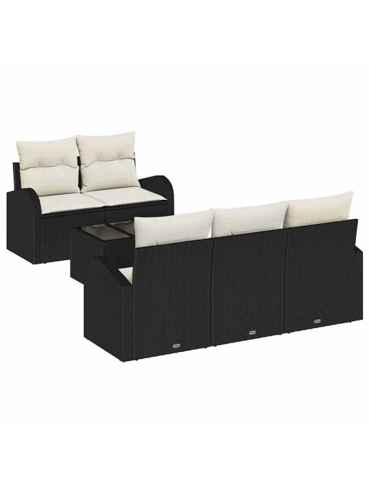Dārza dīvānu komplekts ar spilvenu 6 pcs melna 55 x 55 x 37 cm