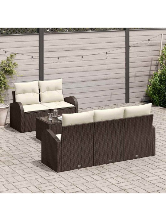 Dārza dīvānu komplekts ar spilvenu 6 pcs brūna 55 x 55 x 37 cm
