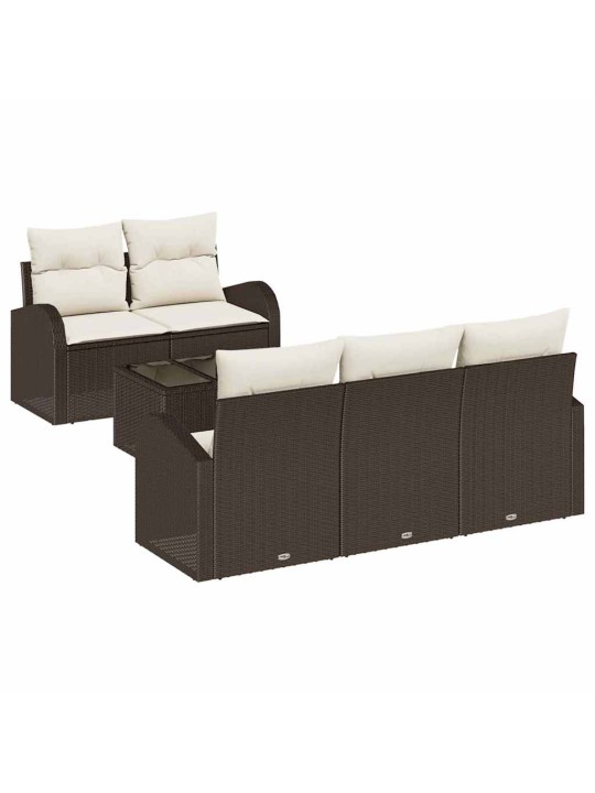 Dārza dīvānu komplekts ar spilvenu 6 pcs brūna 55 x 55 x 37 cm