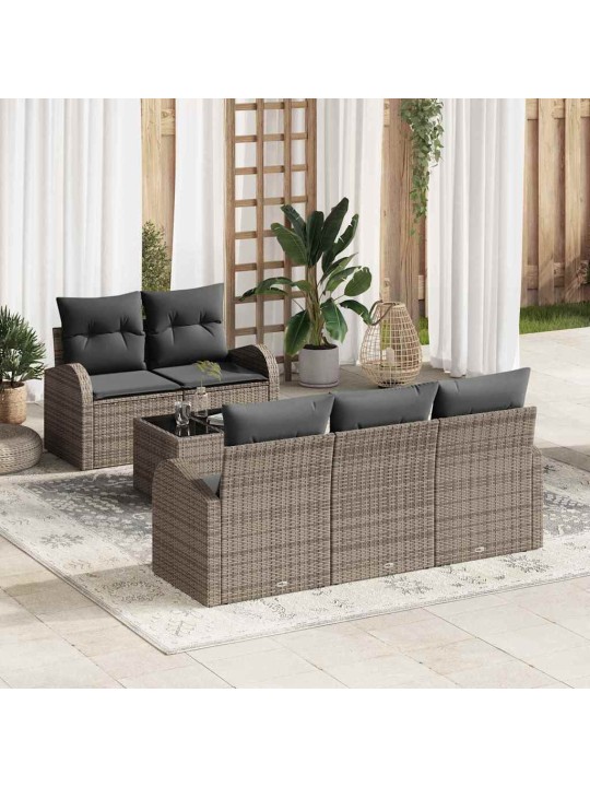 Dārza dīvānu komplekts ar spilvenu 6 pcs pelēka 55 x 55 x 37 cm