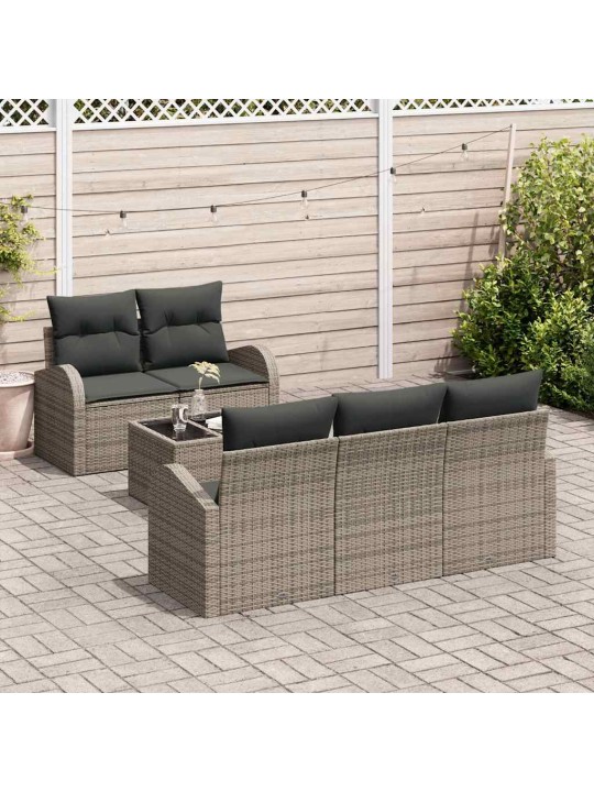 Dārza dīvānu komplekts ar spilvenu 6 pcs pelēka 55 x 55 x 37 cm
