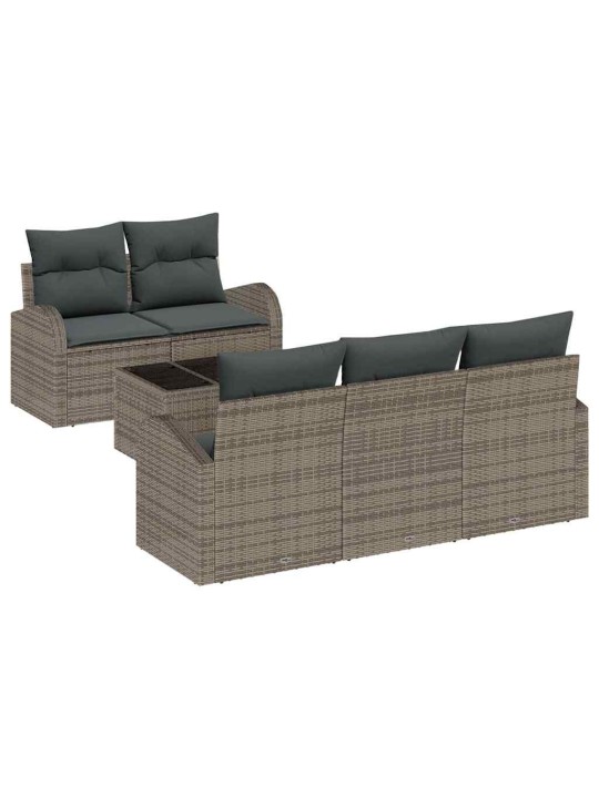 Dārza dīvānu komplekts ar spilvenu 6 pcs pelēka 55 x 55 x 37 cm