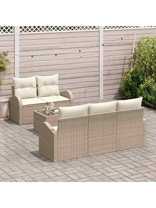 Dārza dīvānu komplekts ar spilvenu 6 pcs bēša 55 x 55 x 37 cm