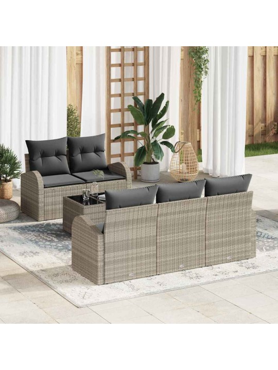 Dārza dīvānu komplekts 6 pcs gaiši pelēka 55 x 55 x 37 cm
