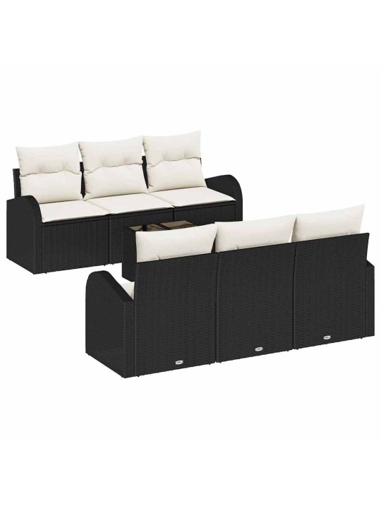 Dārza dīvānu komplekts ar spilvenu 7 pcs melna 55 x 55 x 37 cm