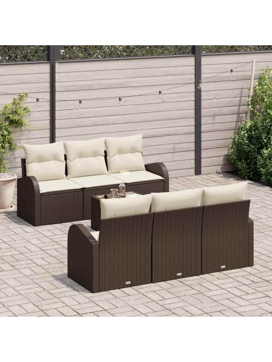 Dārza dīvānu komplekts ar spilvenu 7 pcs brūna 55 x 55 x 37 cm