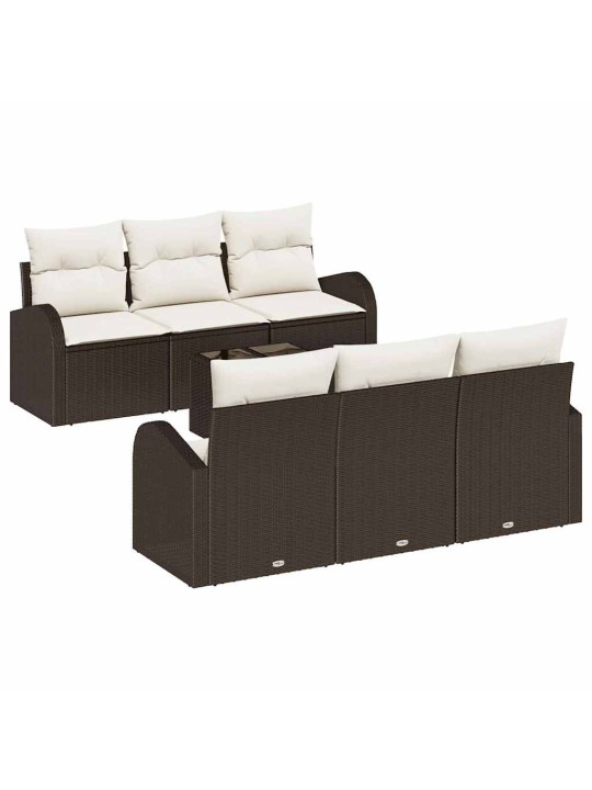 Dārza dīvānu komplekts ar spilvenu 7 pcs brūna 55 x 55 x 37 cm