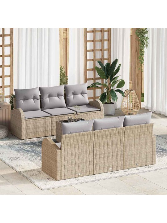 Dārza dīvānu komplekts ar spilvenu 7 pcs bēša 55 x 55 x 37 cm
