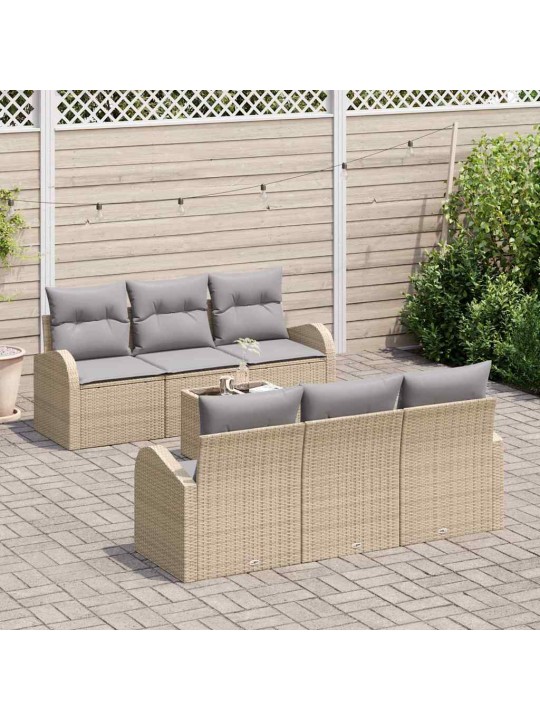 Dārza dīvānu komplekts ar spilvenu 7 pcs bēša 55 x 55 x 37 cm