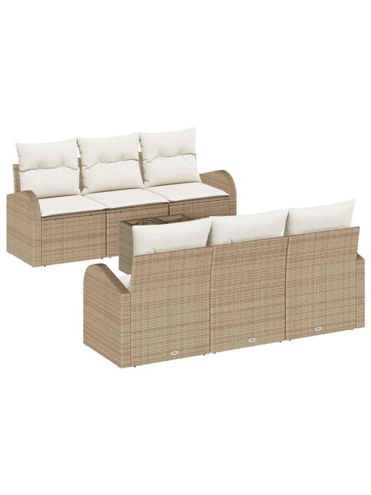 Dārza dīvānu komplekts ar spilvenu 7 pcs bēša 55 x 55 x 37 cm