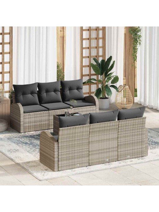 Dārza dīvānu komplekts 7 pcs gaiši pelēka 55 x 55 x 37 cm