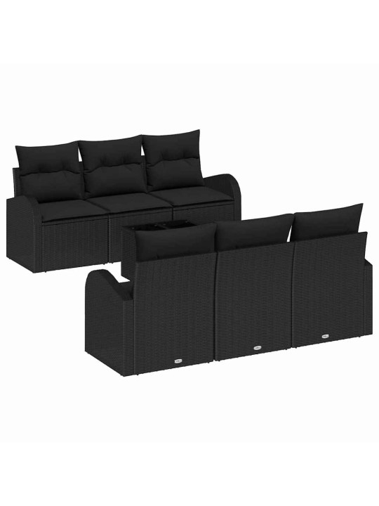 Dārza dīvānu komplekts ar spilvenu 7 pcs melna 55 x 55 x 37 cm