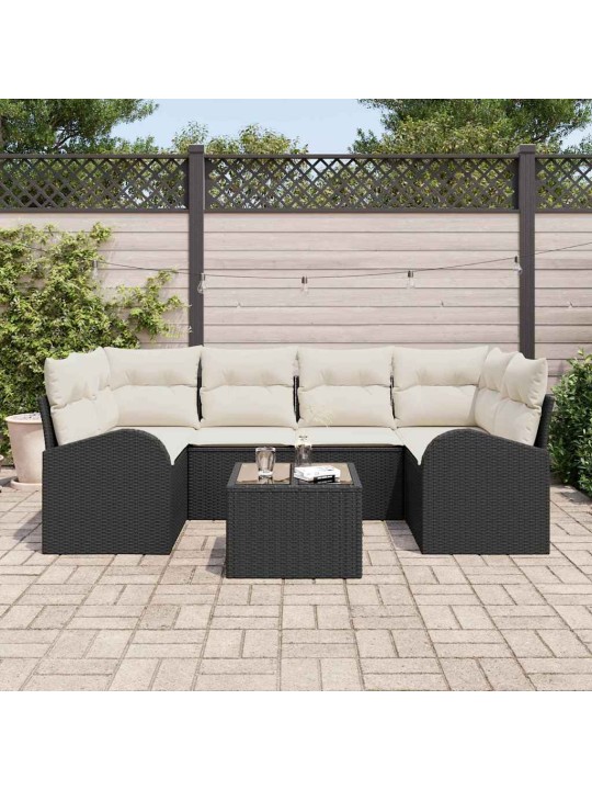 Dārza dīvānu komplekts ar spilvenu 7 pcs melna 55 x 55 x 37 cm