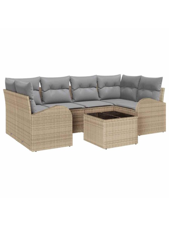 Dārza dīvānu komplekts ar spilvenu 7 pcs bēša 55 x 55 x 37 cm