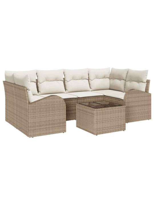 Dārza dīvānu komplekts ar spilvenu 7 pcs bēša 55 x 55 x 37 cm