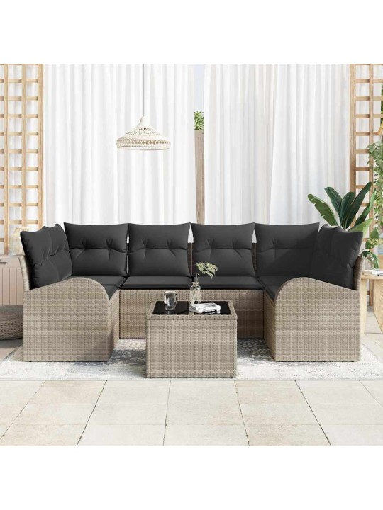 Dārza dīvānu komplekts 7 pcs gaiši pelēka 55 x 55 x 37 cm