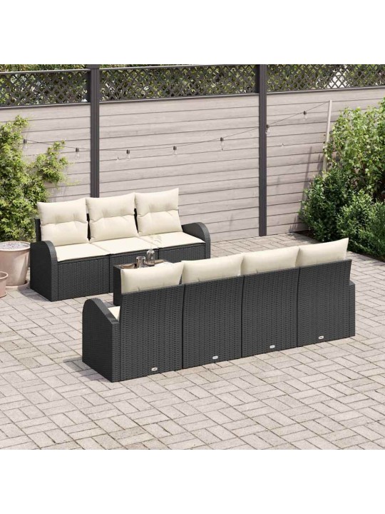 Dārza dīvānu komplekts 8 pcs melna 55 x 55 x 37 cm poliratāns