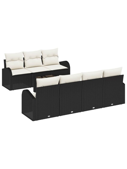 Dārza dīvānu komplekts 8 pcs melna 55 x 55 x 37 cm poliratāns