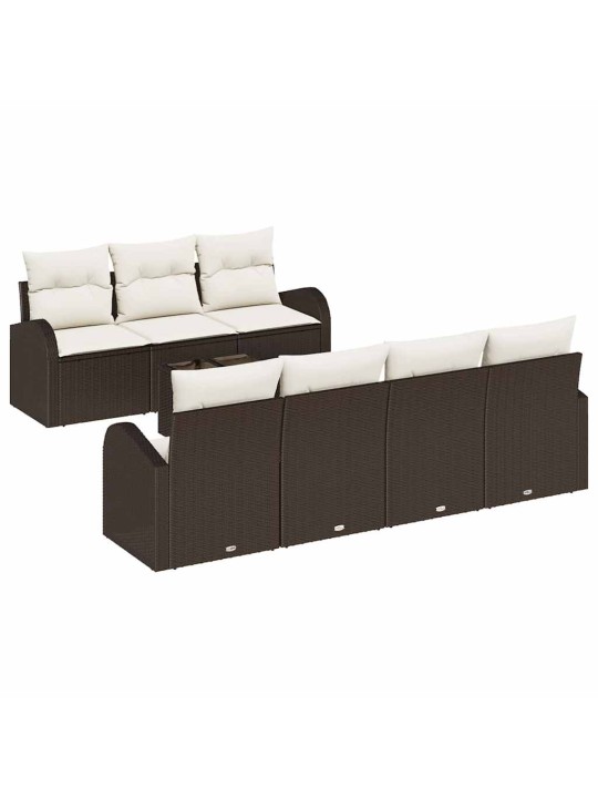 Dārza dīvānu komplekts 8 pcs brūna 55 x 55 x 37 cm poliratāns