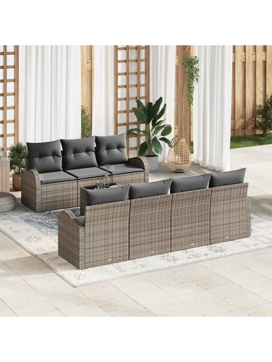 Dārza dīvānu komplekts 8 pcs pelēka 55 x 55 x 37 cm poliratāns