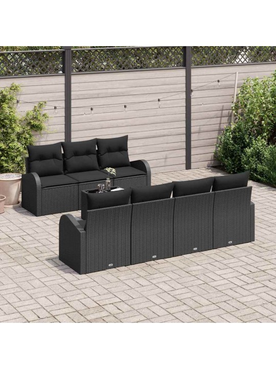 Dārza dīvānu komplekts 8 pcs melna 55 x 55 x 37 cm poliratāns