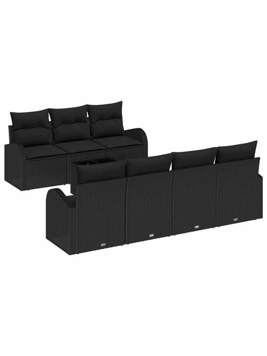 Dārza dīvānu komplekts 8 pcs melna 55 x 55 x 37 cm poliratāns