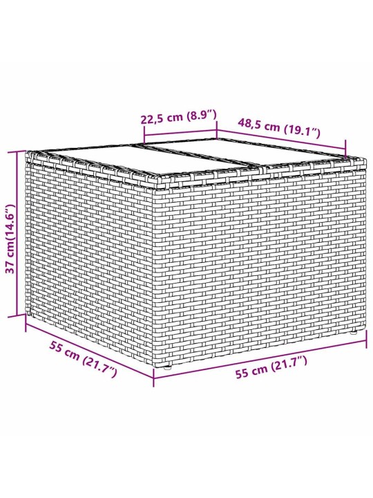 Dārza dīvānu komplekts 8 pcs melna 55 x 55 x 37 cm poliratāns