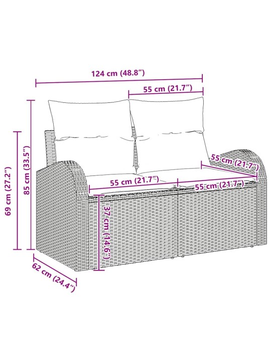 Dārza dīvānu komplekts 8 pcs melna 55 x 55 x 37 cm poliratāns