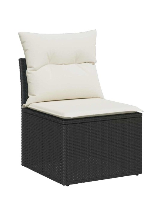 Dārza dīvānu komplekts 8 pcs melna 55 x 55 x 37 cm poliratāns