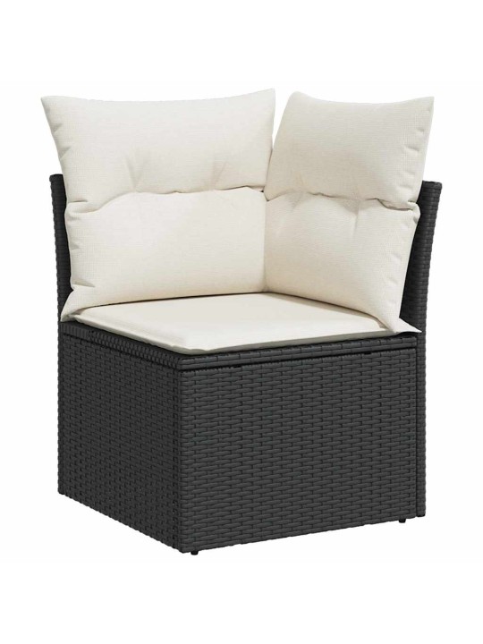 Dārza dīvānu komplekts 8 pcs melna 55 x 55 x 37 cm poliratāns